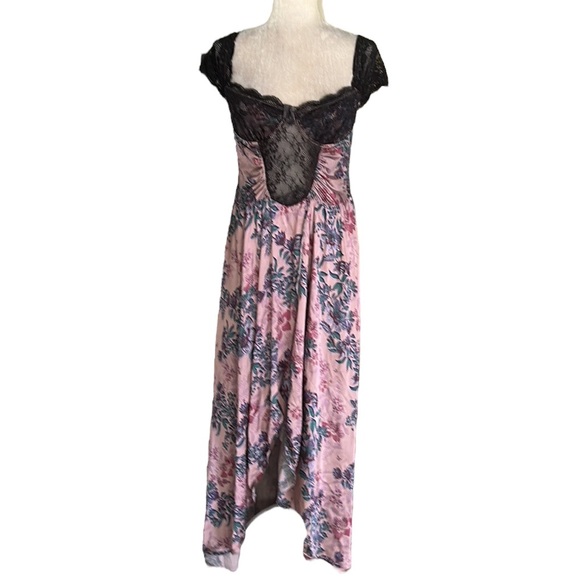 RARE Free People Bad For You Lace & Floral Bodysuit Corset Slip Maxi Dress - L - Picture 6 of 16
